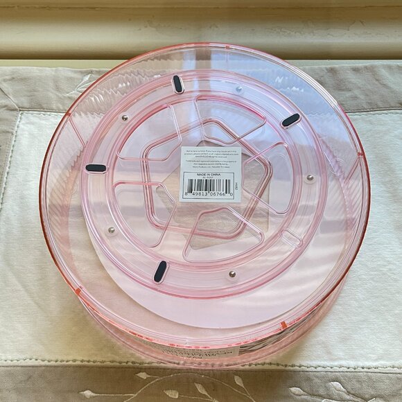 New Lazy Susan Organizer Blush Pink Clear Acrylic Revolving Spinning NWT - Picture 7 of 8